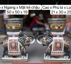 COMBO ĐÔN VOI CÓ ĐẾ VÀ CHẬU TRÁI PHÁP (CHỮ PHƯỚC) NHỎ 01