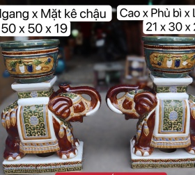 COMBO ĐÔN VOI CÓ ĐẾ VÀ CHẬU TRÁI PHÁP (CHỮ PHƯỚC) NHỎ