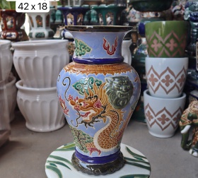 BÌNH HOA LONG PHỤNG MIỆNG LOE XANH