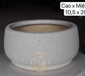 CHẬU MEN SÔI NHỎ INDOOR 10.5x20 TRẮNG