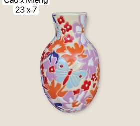 BÌNH HOA CHẤM KHẮC BƯỚM HOA