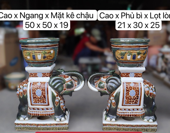 COMBO ĐÔN VOI CÓ ĐẾ VÀ CHẬU TRÁI PHÁP (CHỮ PHƯỚC) NHỎ 01