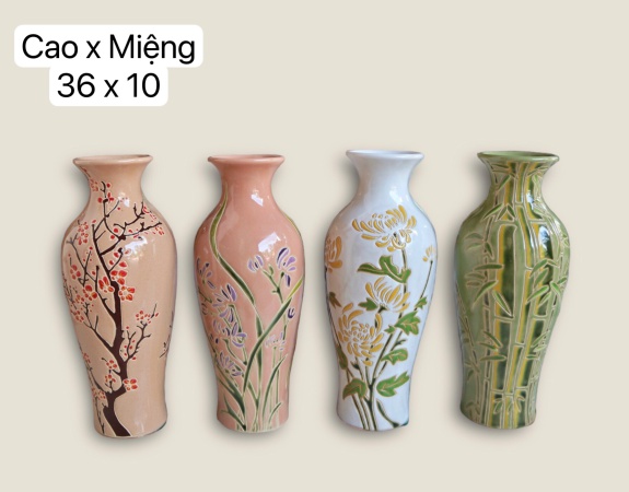 BÌNH HOA CHẤM KHẮC TỨ QUÝ MAI LAN CÚC TRÚC