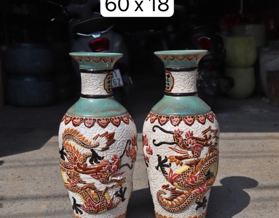 BÌNH HOA RÔNG GIẢ CỔ ĐẶP NỔI